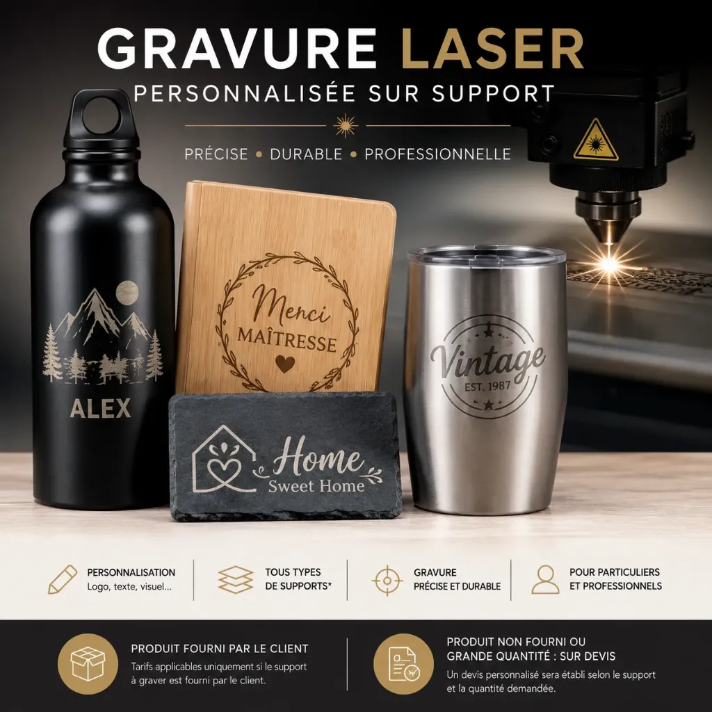 Gravure laser personnalisée sur support